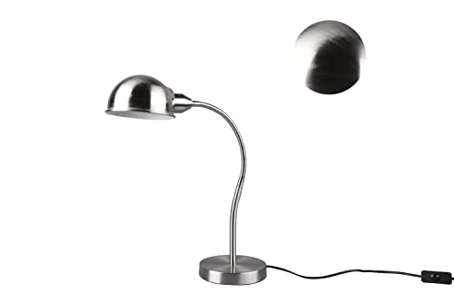 lightling Tischleuchte Philipp aus Metall, Schreibtischlampe nickel matt, Flexarm, Schnurschalter exkl. 1 x E27 max. 10W, Breite: 16 cm, Höhe 46 cm von lightling