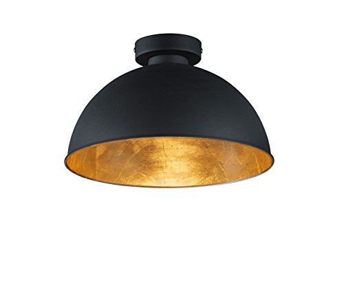 lightling modern Deckenlampe Kalle, Deckenleuchte aus Metall schwarz/Innenseite gold, 1 x E27 max. 60W, ø 31 cm, Höhe 19 cm von lightling