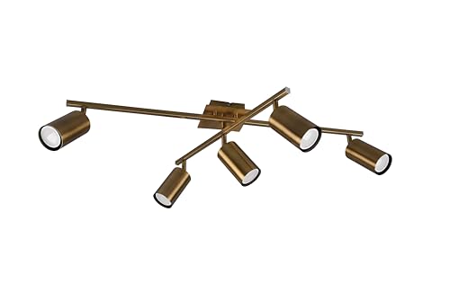 lightling modern Deckenlampe Julie, 5-flammige Deckenleuchte altmessing Metall, drehbar und schwenkbar, Schlafzimmer Wohnzimmer Esszimmer, 5 x GU10 max. 35W, 22 x 57 x 77 cm von lightling