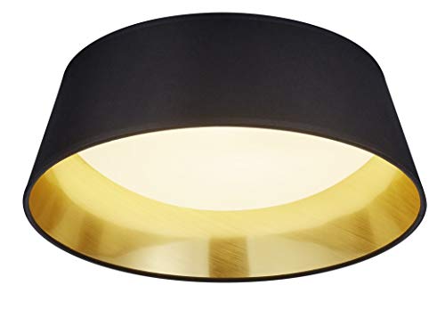 lightling modern Deckenleuchte Micha, Stoffschirm schwarz/Innenseite gold, 14W LED Leuchtmittel inklusive, ø 28.5/34 cm, Höhe 12 cm von lightling