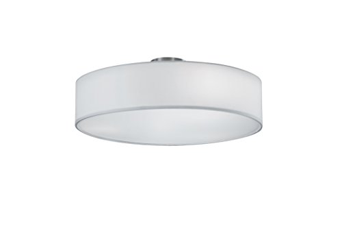 lightling modern Deckenleuchte in nickel matt, Stoffschirm weiß, 3 x E27 max. 60W, ø 50 cm, Höhe: 20.5 cm von lightling