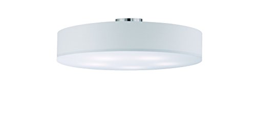 lightling modern Deckenleuchte in nickel matt, Stoffschirm weiß, 5 x E27 max. 60W, ø 65 cm, Höhe: 17 cm von lightling