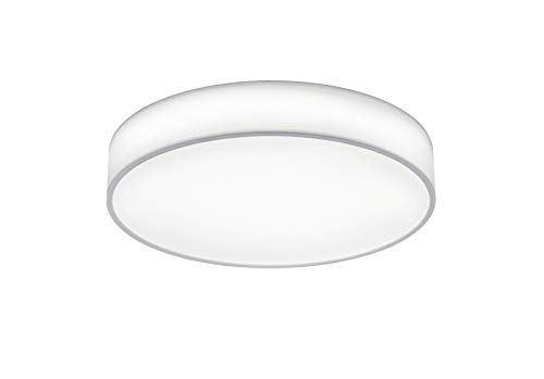 lightling modern LED-Deckenleuchte Chantal mit integriertem 40W LED Leuchtmittel (A+) und Fernbedienung (dimmbar und Lichtfarbe verstellbar), Stoffschirm weiß, ø 60 cm, Höhe: 10 cm von lightling
