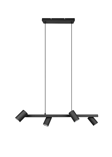 lightling modern Pendellampe Julie, 4-flammige Pendelleuchte schwarz matt Metall, Esszimmer Küche Wohnzimmer, 4 x GU10 max. 35W, höhenverstellbar max. 150 cm, Breite 80 cm von lightling