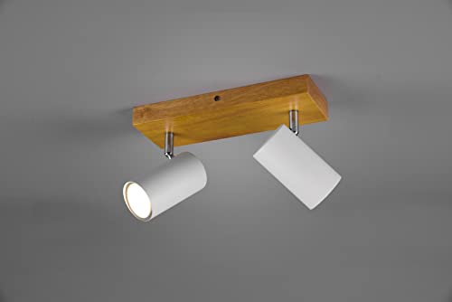 lightling modern Spotbalken Julie, 2-flammige Deckenleuchte, drehbar und schwenkbar, Deckenspot Spot Strahler Spotleiste, Holz & weiß matt Metall, 2 x GU10 max. 35W, Länge 26 cm lightling modern Spotbalken Julie, 2-flammige Deckenleuchte, drehbar und schwenkbar, Deckenspot Spot Strahler Spotleiste, Holz & weiß matt Metall, 2 x GU10 max. 35W, Länge 26 cm von lightling