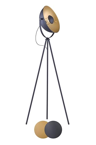 lightling modern Stehleuchte Lotta Design matt-schwarz/gold 1 x E27 max. 60W, ø 40 cm, Höhe 120-160 cm von lightling
