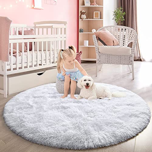 lightlux Shaggy Hochflor Teppich für Wohnzimmer Langflor Teppich Hochwertig Hohe Pflegeleicht Fadendichte Wasser Indoor Bodenmatte für Spielzimmer und Kinderzimmer (Schneewittchen, 153×153cm) von lightlux