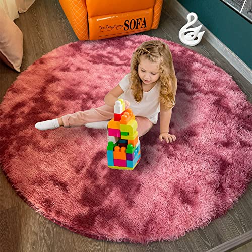 lightlux Shaggy Hochflor Teppich für Wohnzimmer Langflor Teppich Hochwertig Hohe Pflegeleicht Fadendichte Wasser Indoor Bodenmatte für Spielzimmer und Kinderzimmer (Wassermelonenrot, 153×153cm) von lightlux