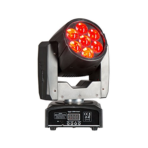 LightmaXX VEGA ZOOM Wash Beam LED Moving Head, 7x12W RGBW, 6-45° Zoom, 84W Leistung, 16 DMX Kanäle, Elektronischer Shutter & Dimmer, Inklusive Omega-Bracket, Ideal für Bühnen und Mobile Lightshows von lightmaXX