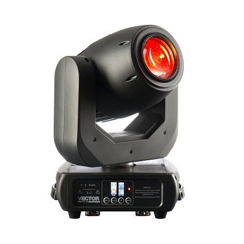 LightmaXX Vector Spot 150 - LED Moving Head Spot 150 Watt, 2 Goboräder, 7 Farben + Weiß, 3 Facetten Prisma, Motorisierter Fokus, DMX Steuerung, Ideal für Veranstaltungen und Bühnenbeleuchtung von lightmaXX