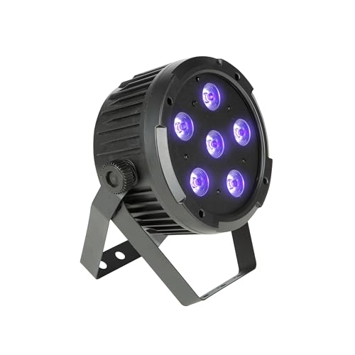 LightmaXX Vega BAT-1 LED Scheinwerfer Akkubetrieben, 6x10W RGBWA-UV, DMX Steuerbar, Fernbedienung Inklusive, 45° Abstrahlwinkel - Schwarz von lightmaXX