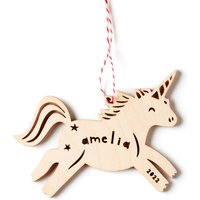 Einhorn Ornament - Holz Lasercut Urlaub Personalisierte Weihnachtsbaum von lightpaper