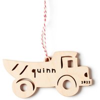 Muldenkipper Baufahrzeug Lkw Ornament - Holz Lasercut Urlaub Baumschmuck von lightpaper