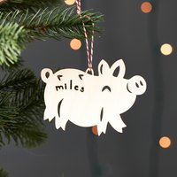 Schwein Custom Ornament - Holz Lasercut Urlaub Weihnachten Personalisierter Baumschmuck von lightpaper