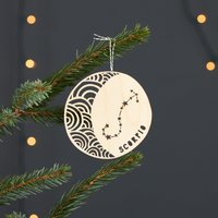Skorpion Astrologie Personalisiertes Ornament - Lasercut Birkenholz von lightpaper