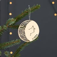 Waage Astrologie Personalisierte Ornament - Lasercut Birkenholz von lightpaper