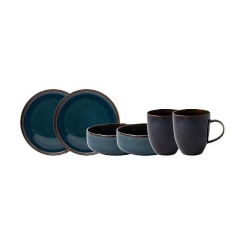 like. by Villeroy & Boch, Crafted Denim, Frühstücksset 6-teilig, Premium Porzellan, blau von Villeroy & Boch