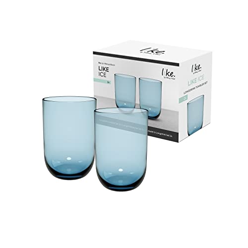 Villeroy & Boch – Like Ice Longdrinkbecher Set 2 Teilig, Farbglas Eisblau, Füllmenge 385 Ml von Villeroy & Boch