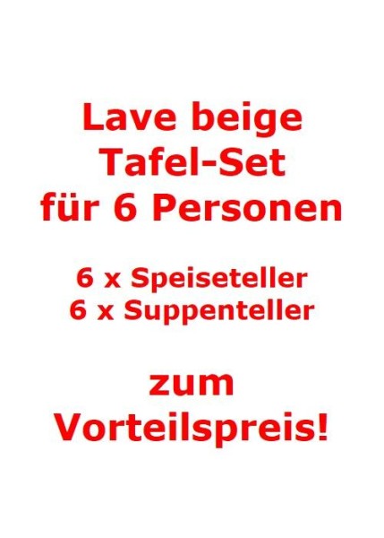 like. by Villeroy & Boch Lave beige Tafel-Set für 6 Personen / 12 Teile von like. by Villeroy & Boch