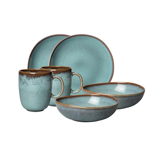 like. by Villeroy & Boch - Lave Glacé Geschirr Set Aus Steingut, 6Tlg., Pottery Look, Frühstückservice Für 2 Personen, Türkis von Villeroy & Boch