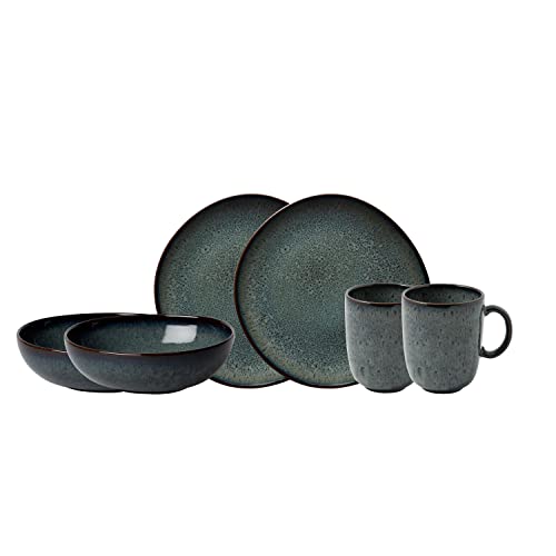 like. by Villeroy & Boch - Lave Gris Geschirr Set Aus Steingut, 6Tlg., Pottery Look, Frühstückservice Für 2 Personen, Grau von Villeroy & Boch