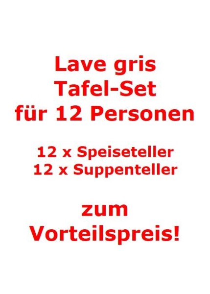 like. by Villeroy & Boch Lave gris Tafel-Set für 12 Personen / 24 Teile von like. by Villeroy & Boch