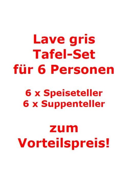 like. by Villeroy & Boch Lave gris Tafel-Set für 6 Personen / 12 Teile von like. by Villeroy & Boch