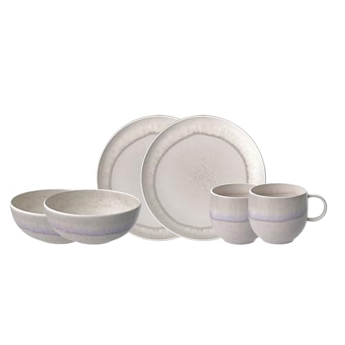 like. by Villeroy & Boch - Perlemor Sand Geschirr Set Aus Porzellan, 6Tlg., Pottery Look, Frühstückservice Für 2 Personen von Villeroy & Boch