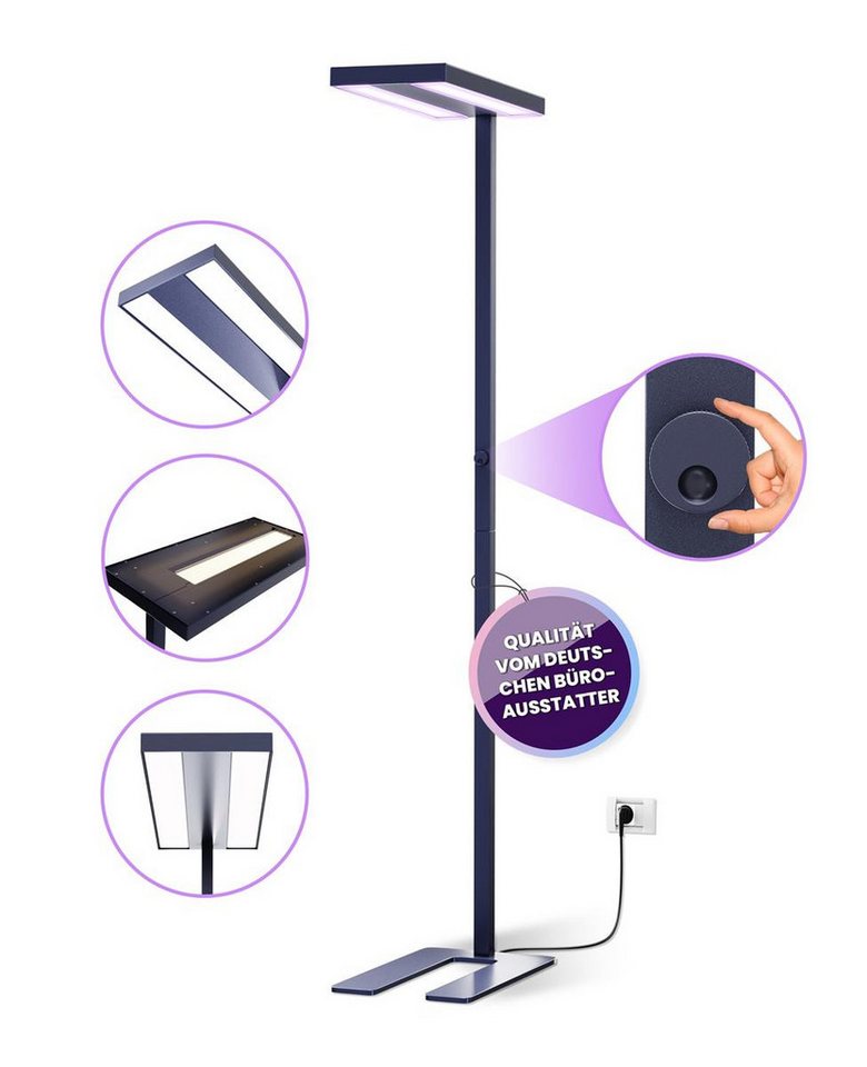 lilatec LED Stehlampe lilatec LED-Stehleuchte LUXODESK 60W 4000K schwarz von lilatec