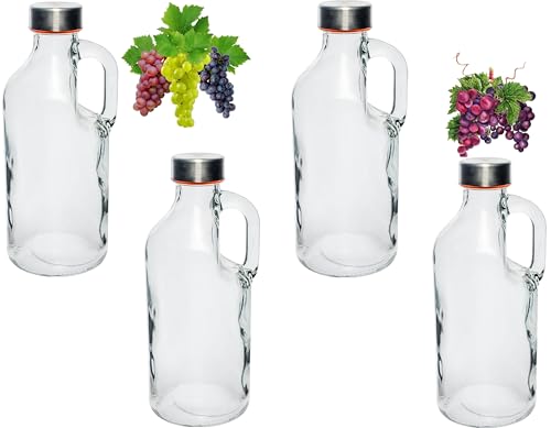 4x Leere Glasflasche Zum Befüllen 1L| Likörflaschen |Essig-Öl Flaschen | Schnapsflaschen |Karaffe |Wasserflasche|Milchflasche von lilawelt24