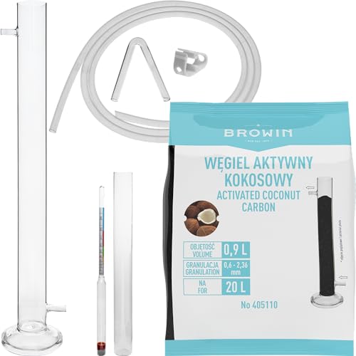 Wasser Destilliergerät | Filtrationssäule aus Glas im Set mit Alkoholmeter, Silikonschlauch und Kokoskohle von lilawelt24