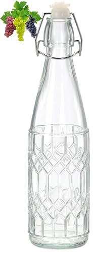 lilawelt24 1100ml Leere Glasflasche Zum Befüllen | BügelFLASCHE| Likörflaschen |Essig-Öl Flaschen | Schnapsflaschen |Karaffe |Wasserflasche|Milchflasche BÜGELVERSCHLUSS von lilawelt24