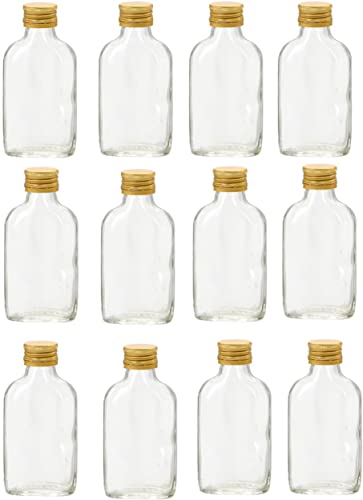 12er Set Taschenflasche 100ml mit Schraubverschluss/Leere Glasflaschen Zum Befüllen Likörflaschen Schnapsflaschen |Karaffe Weinflasche Flachmann von lilawelt24