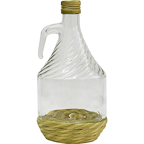 lilawelt24 1L Glasballon mit ECO Korb/Weinballon Glas Flasche Wasserflasche GÄRBALLON GLASFLASCHE (1x 1L Glasflasche) von lilawelt24