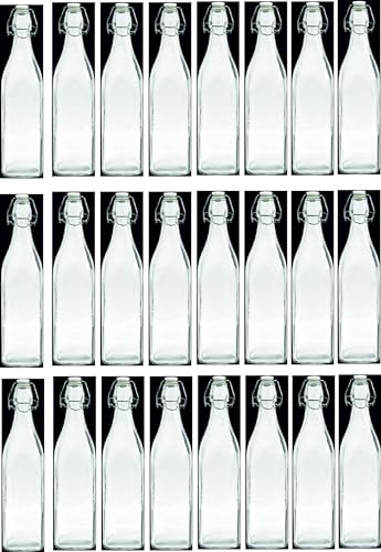 24x 0,5L Leere Glasflasche Zum Befüllen | BügelFLASCHE| Likörflaschen |Essig-Öl Flaschen | Schnapsflaschen |Karaffe |Wasserflasche|Milchflasche BÜGELVERSCHLUSS von lilawelt24