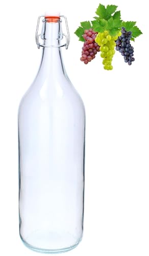 lilawelt24 2L Leere Glasflasche Zum Befüllen | BügelFLASCHE| Likörflaschen |Essig-Öl Flaschen | Schnapsflaschen |Karaffe |Wasserflasche|Milchflasche BÜGELVERSCHLUSS von lilawelt24