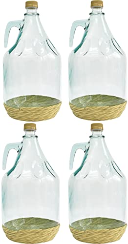 lilawelt24 3L Glasballon mit Korb/Weinballon Glas Flasche Wasserflasche GÄRBALLON GLASFLASCHE (4X 3L Glasflasche) von lilawelt24