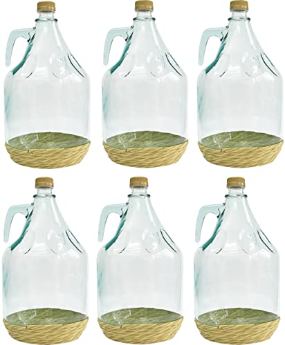 lilawelt24 3L Glasballon mit Korb/Weinballon Glas Flasche Wasserflasche GÄRBALLON GLASFLASCHE (6X 3L Glasflasche) von lilawelt24