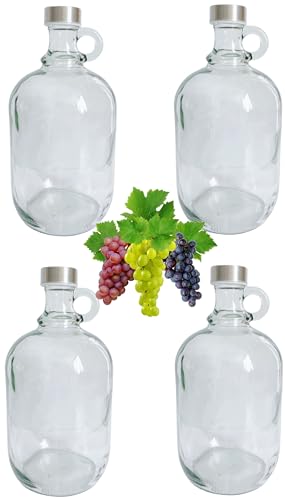 4x 1,5L Flasche mit Schraubverschlüss Weinballon Glasballon Weinflasche| Likörflasche |Essig-Öl Flaschen | Schnapsflasche |Karaffe | Leere Glasflasche Zum Befüllen| Weinballon von lilawelt24