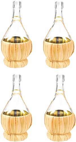 lilawelt24 4x 1L Glasflasche + Graskorb/GLASBALLON Weinballon leere Flasche Karaffe Likörflaschen |Essig-Öl Flaschen | Schnapsflaschen |Weinflasche von lilawelt24