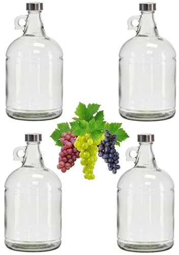 4x 3L Flasche mit Schraubverschlüss Weinballon Glasballon Weinflasche| Likörflasche |Essig-Öl Flaschen | Schnapsflasche |Karaffe | Leere Glasflasche Zum Befüllen| Weinballon von lilawelt24