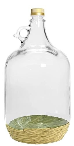 lilawelt24 5L Glasballon mit ECO Korb/Weinballon Glas Flasche Wasserflasche GÄRBALLON GLASFLASCHE (1x 5L Glasflasche) von lilawelt24