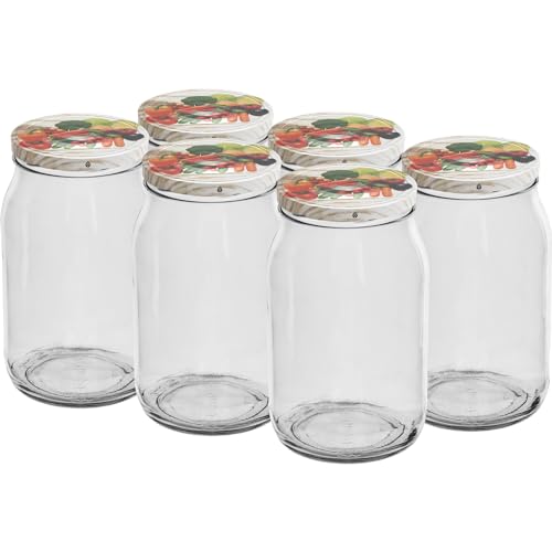 lilawelt24 6 Stück Vorratsgläser-Sturzgläser Set | Füllmenge 900 ml Einweckgläser mit Schraub-Deckel |Marmeladengläser|Joghurtgläser|Weckgläser| Tulpenglas Dessertglas von lilawelt24