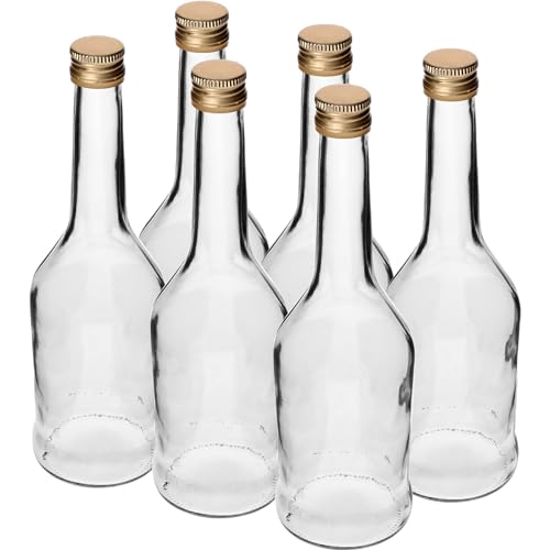 lilawelt24 6 x Leere Glasflaschen Zum Befüllen 500 ml| Likörflaschen |Essig-Öl Flaschen | Schnapsflaschen |Karaffe von lilawelt24