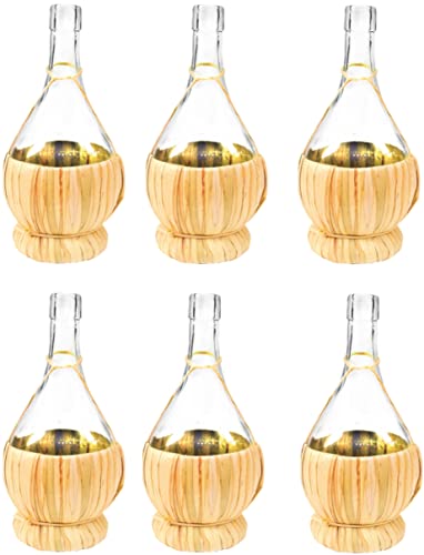 lilawelt24 6x 1L Glasflasche + Graskorb/GLASBALLON Weinballon leere Flasche Karaffe Likörflaschen |Essig-Öl Flaschen | Schnapsflaschen |Weinflasche von lilawelt24