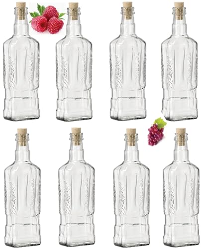 8x 0,5L Flasche mit Schraubverschlüss Weinballon Glasballon Weinflasche| Likörflasche |Essig-Öl Flaschen | Schnapsflasche |Karaffe von lilawelt24