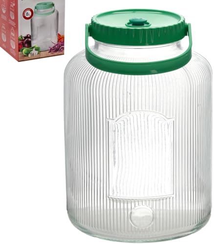 lilawelt24 8L Fermentierglas mit Gärventil |Gärgefäß ||Gärtopf |Einmachglas |Gärglas für Kefir, Sauerkraut, Kimchi Behälter, Kombucha und Sauerteig von lilawelt24