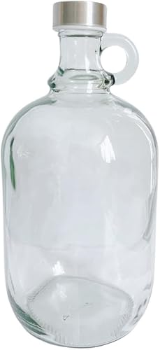 Flasche mit rundem Griff Rundgriff Henkel Schraubverschlüss Weinballon Glasballon Weinflasche Likörflasche Essig-Öl Schnapsflasche |Karaffe | Leere Glasflasche| Wasserflasche (1,5L) von lilawelt24