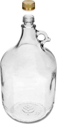 Flasche mit rundem Griff Rundgriff Henkel Schraubverschlüss Weinballon Glasballon Weinflasche Likörflasche Essig-Öl Schnapsflasche |Karaffe | Leere Glasflasche| Wasserflasche (5L) von lilawelt24