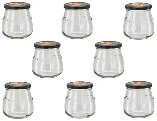 lilawelt24 Vorratsgläser-Sturzgläser Set | Füllmenge 500 ml Einweckgläser mit Schraub-Deckel |Marmeladengläser|Joghurtgläser|Weckgläser| Tulpenglas Dessertglas (8) von lilawelt24